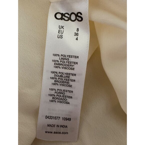New ASOS Design‎ Formal Cocktail Midi Dress Size 4 Ivory Embroidered Floral - Picture 8 of 15